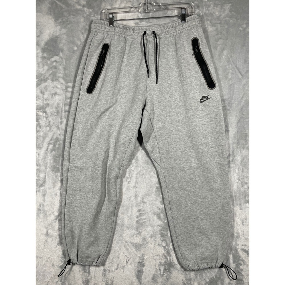 Nike Tech Fleece Joggers Mens XL Heather Grey Zipper Pocket Bungee Cuff Pants